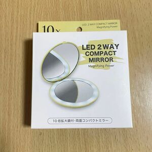 【新品・未使用】LED 2WAY COMPACT MIRROR 10倍拡大鏡付