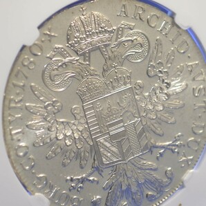 ◆NGC準最高鑑定◆PF68C マリア・テレジア 1780年 モダンリストライク オーストリア ターラー銀貨 ターレル アンティークコインモダン資産の画像8