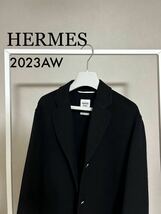 HERMES★2023AW★新作★カシミア100%★黒チェスターコート★セリエロゴボタン★美品_画像2