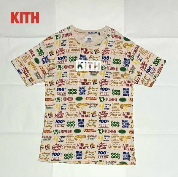 【人気】KITH　キス　KITH TREATS CIRCULAR TEE　総柄Tシャツ　ボックスロゴ　クルーネック　ユニセックス　英字　個性的　KH3371-109