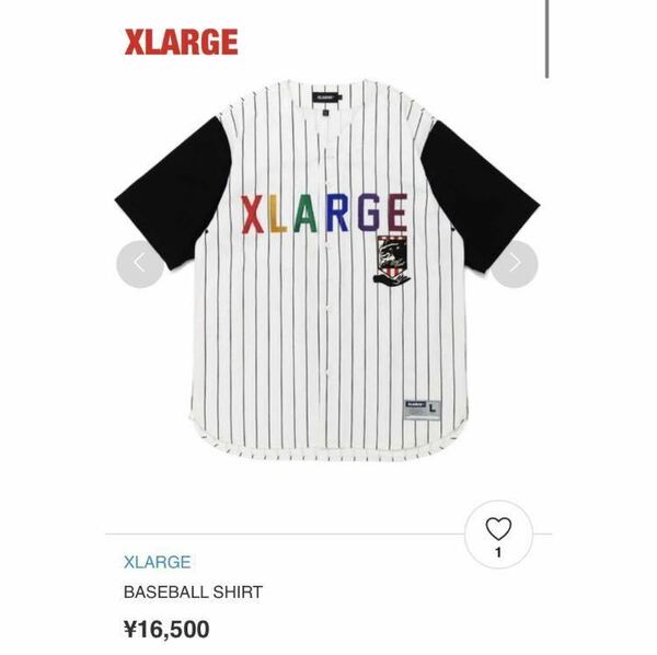 【人気】XLARGE　エクストララージ　BASEBALL SHIRT　　ロゴ刺繍　ゴリラ　ストライプ柄　オーバーサイズ　定価16,500円　01192702