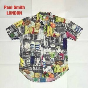 【人気】Paul Smith LONDON　ポールスミス　総柄シャツ　半袖シャツ　オープンカラーシャツ　大きめ柄　胸ポケット　個性的　C-OS 1070
