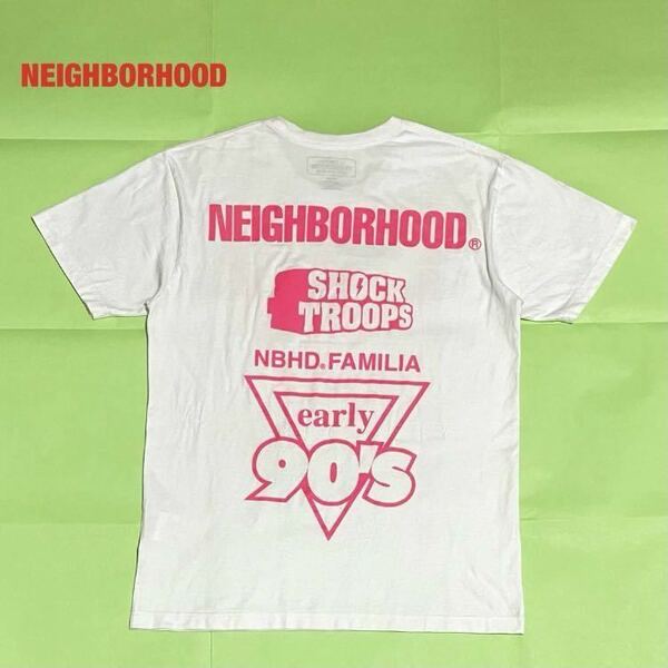 【人気】NEIGHBORHOOD　ネイバーフッド　ファミリアTシャツ　バイカラー　サンダーマーク　ユニセックス　前後デザイン　クルーネック