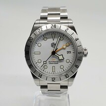 新品 自動巻 SanMartin サンマーティン ホワイト 白 NH34 GMT メンズ腕時計 機械式 高級_画像2