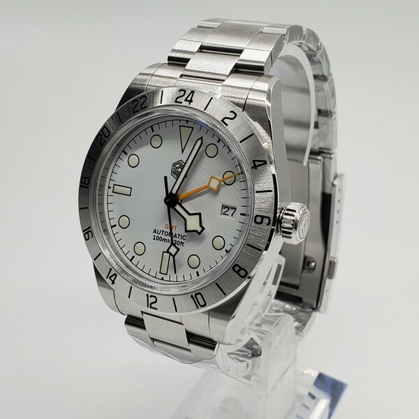 新品 自動巻 SanMartin サンマーティン ホワイト 白 NH34 GMT メンズ腕時計 機械式 高級