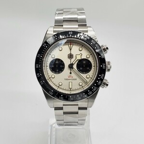 新品 手巻き SanMartin クロノグラフ ホワイト 白 メンズ腕時計 機械式 シーガル ST1901 サンマーティン 中華ヴィーナス 高級の画像3