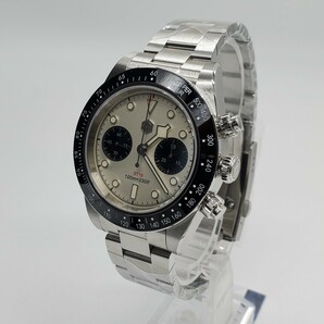 新品 手巻き SanMartin クロノグラフ ホワイト 白 メンズ腕時計 機械式 シーガル ST1901 サンマーティン 中華ヴィーナス 高級の画像2