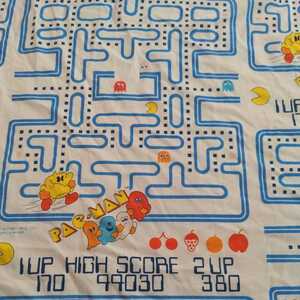 美品　ビンテージ　シーツ　パックマン　フラットシーツ　リメイク　生地　アメリカ　ゲーム　PAC MAN　ヴィンテージ