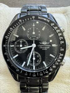 未使用品 Charles Vogele シャルルホーゲル CV-7819 BLK クォーツ腕時計 アナログ ステンレス