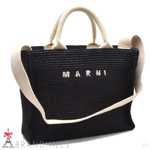 マルニ トートバッグ スモール EAST WEST ラフィア ブラック 2WAY SHMP0077U0 MARNI 未使用品