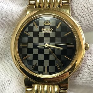 電交済 良品 セイコー SEIKO ゴールド ブラック文字盤 ダミエ フラッグ クレドール クレストマーク フリーサイズ腕時計 IW402BT08SKGLD//