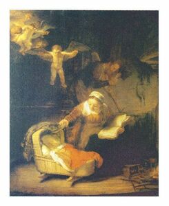 絵画 名画 複製画 額縁付(MJ108N-G) レンブラント・ファン・レイン 「天使のいる聖家族」 P10号 世界の名画シリーズ プリハード