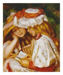 絵画 名画 複製画 額縁付(MJ108N-G) ピエール・オーギュスト・ルノワール 「読書する二人の少女」 F8号 世界の名画シリーズ プリハード