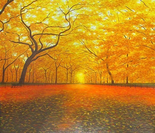 طلاء زيتي, اللوحة الغربية (إمكانية التسليم مع إطار الرسم الزيتي) F6 أشجار الجنكة توشيهيكو أساكوما, تلوين, طلاء زيتي, طبيعة, رسم مناظر طبيعية