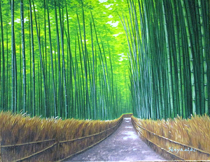 Art hand Auction Oil painting, Western painting (can be delivered with oil painting frame) F4 size Bamboo Forest 2 Shinyashiki Ippei, Painting, Oil painting, Nature, Landscape painting