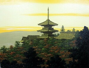 油彩画 洋画 (油絵額縁付きで納品対応可) F10 「清水寺」 朝隈 敏彦