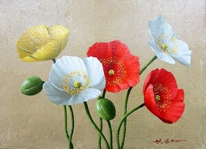 Art hand Auction 油画, 西洋画(可配油画框配送)F6尺寸 Poppy Hideaki Yasuda, 绘画, 油画, 静物