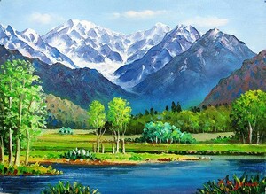 Art hand Auction Oil painting, Western painting (can be delivered with oil painting frame) F8 size Hotaka by Hazawa Shimizu, Painting, Oil painting, Nature, Landscape painting