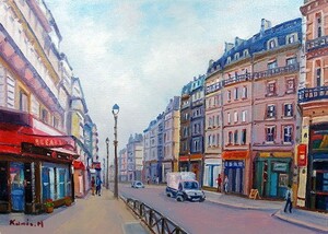 Art hand Auction Oil painting, Western painting (can be delivered with oil painting frame) F6 size Street corner of Paris Kunio Hanzawa, Painting, Oil painting, Nature, Landscape painting