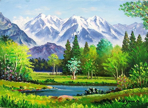 तैल चित्र, पश्चिमी पेंटिंग (तेल चित्रकला फ्रेम के साथ वितरित किया जा सकता है) P12 कामिकोची हज़ावा शिमिज़ु, चित्रकारी, तैल चित्र, प्रकृति, परिदृश्य चित्रकला
