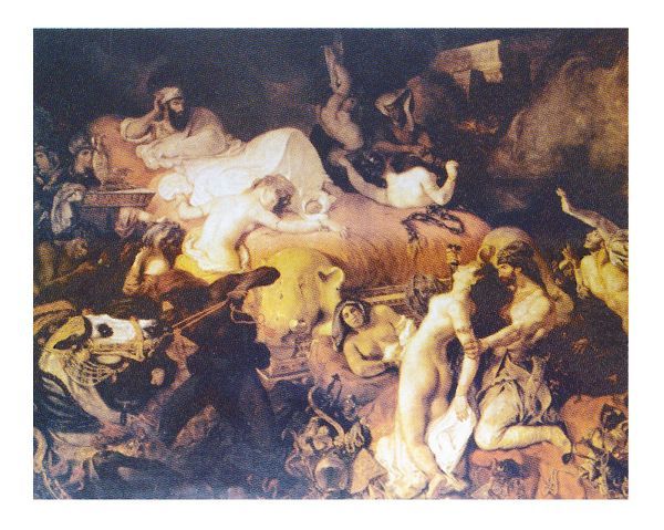 Gemälde-Meisterwerk-Reproduktion mit Rahmen (MJ108N-G) Eugène Delacroix Tod des Sardanapalus P15 Weltberühmte Gemäldeserie Prehard, Kunstwerk, Malerei, Andere