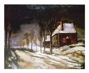 絵画 名画 複製画 額縁付(MJ108N-G) モーリス・ド・ブラマンク 「雪の道と家」 P10号 世界の名画シリーズ プリハード