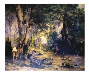絵画 名画 複製画 額縁付(MJ108N-G) ギュスターヴ・クールベ 「フラジェの樫の木」 F15号 世界の名画シリーズ プリハード