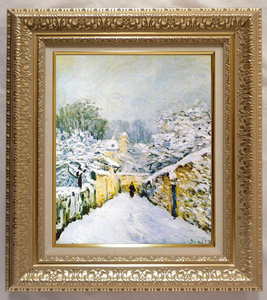 絵画 名画 複製画 額縁付(MJ108N-G) アルフレッド・シスレー 「ルーヴジェンヌの雪」 F6号 世界の名画シリーズ プリハード