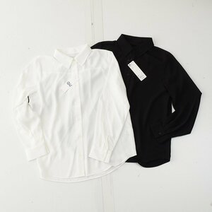 ◇503241 未使用品 GU ジーユー 長袖ブラウス ドレープシャツ 2枚セット サイズM 23ss レディース ブラック ホワイト