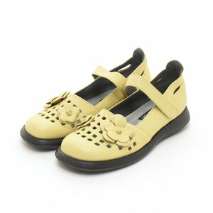 *503548 PUTTI ROSEpchi rose pumps flower leather comfort shoes punching Flat sole 23.0cm 3E made in Japan yellow 