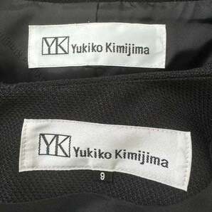 NC465さ@ Yukiko Kimijima 美品 ブラックフォーマル セットアップ ジャケット ワンピース ロング サイズ9/M 黒の画像9