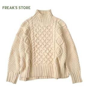 NC481さ@ FREAK’S STORE Aランク 美品 フィッシャーマン ケーブルニット セーター フリーサイズ 0.3