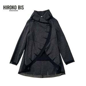 NC580さ@ TRICO HIROKO BIS 美品 デザイン ロングコート アウター 薄手 ウール サイズ9/M　1.4