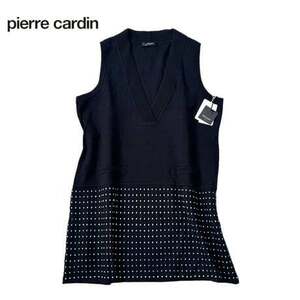 NC581ね@ pierre cardin 新品 タグ付き ドット レイヤード ワンピースチュニック サイズ46 大きめ ゆったり