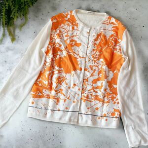  супер редкий HERMES Hermes Margiela период кардиган вязаный длинный рукав orange кашемир .