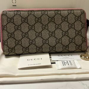 グッチ　GUCCI 財布　長財布　GGスプリーム　GG金具　ラウンドファスナー　レディース