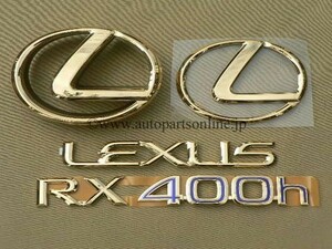 2005'03-2007'08 RX400h HYBRID 前期 ゴールド エンブレム LEXUS レクサス 純正 emblem parts パーツ US 北米 ハリアー 部品 輸出 海外 30