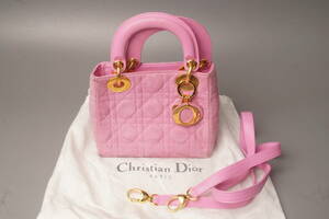 汚れあり　Christian Dior　レディディオール　ピンク　バックスキンレザー