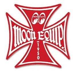 送料70円　MOON Equipped クロス ステッカー Sサイズ (MQD020S) [MQD020]　MOONEYES　RD