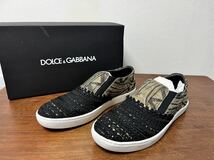 レア 未使用付属品付き DOLCE&GABBANA スニーカー ゴールド ブラック サイズ42(サイズ41・41.5・42.5・43の方も着用可)_画像1