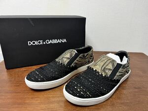 レア 未使用付属品付き DOLCE&GABBANA スニーカー ゴールド ブラック サイズ42(サイズ41・41.5・42.5・43の方も着用可)