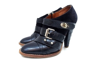 MULBERRY maru Berry leather × suede belt design bootie -36 black 