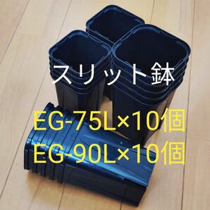 スリット鉢 黒 角型 ロングタイプ EG-75L 10個＋EG-90L 10個