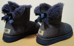  UGG UGG mouton boots 24cm Mini Bayley bow ribbon sheepskin short boots 1005062 navy 