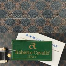 2213【未使用訳アリ☆RobertoCavallo】ロベルトカヴァロ 本革×フェイクレザー ハンドバッグ◇総柄 茶 黒系 マカダム柄風◇ビジネス 大容量_画像8