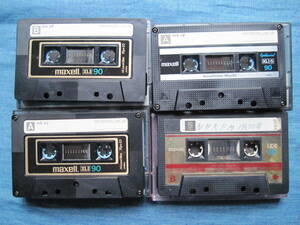 「■maxell XLⅡ90（クロム）/ XLⅠ-S90 / UDⅡ 90 カセットテープ　4本セット 」中古です。
