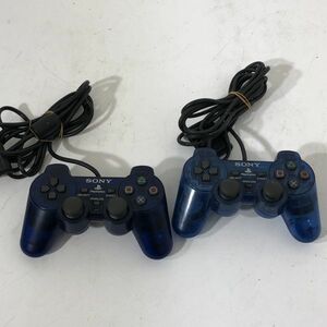 【送料無料】★動作確認済★SONY PlayStation2 PS2 プレステ コントローラー SCPH-10010 クリアブルー 2点まとめて AAL0110小4291/0208