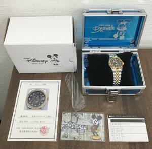 N208【未使用品】ディズニー Disney 腕時計 ミッキー 生誕85周年記念 限定 文字盤ブラック 天然ダイヤモンド クォーツ 電池切れのため不動