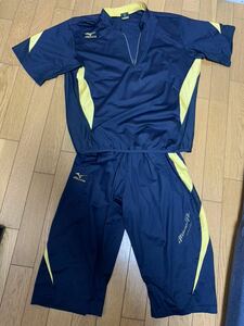 MIZUNOPROミズノプロ上下セットアップ 半袖 トレーニングウェアサイズLネイビーハーフパンツ7分野球ソフトボールサッカーラグビー