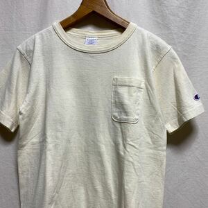 美品　アメリカ製　チャンピオン　T1011 ポケットTシャツ　無地　ナチュラル　S Champion USA 米国製　半袖　ヘビーウェイト　コットン